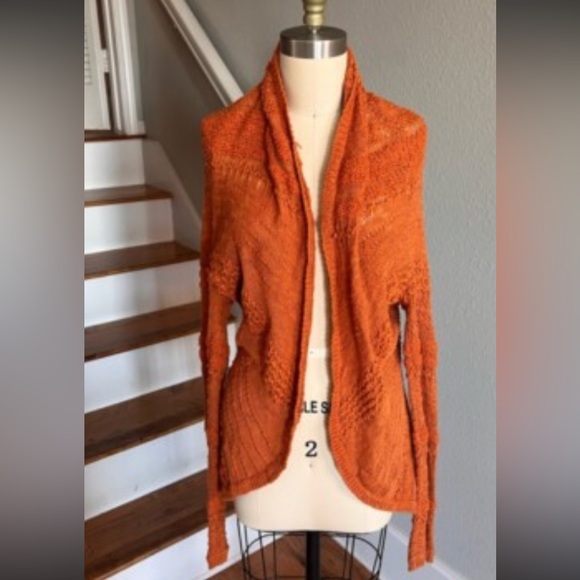 ANTHROPOLOGIE Crochet textured Split Back Cardigan sweater S Knitted & Knotted - Picture 10 of 13